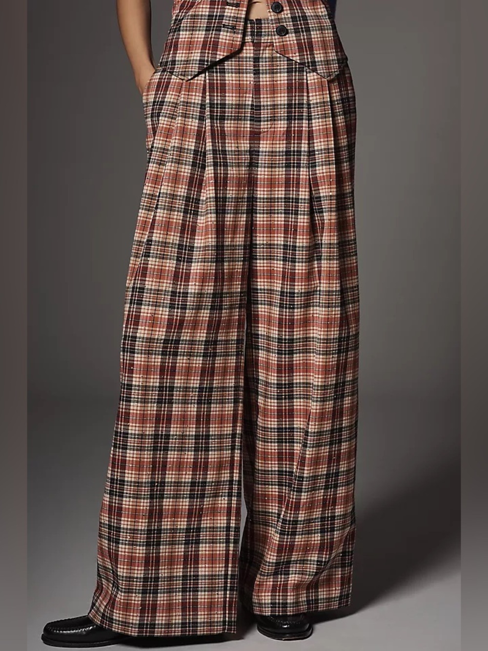 Anthropologie Maeve the Avery sparkle pleated wide leg trouser pants
